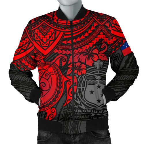 Samoa Polynesian Bomber Jacket - Red Turtle 1