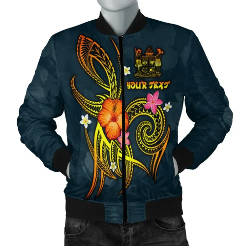 Fiji Polynesian Personalised Bomber Jacket - Legend of Fiji (Blue) 1