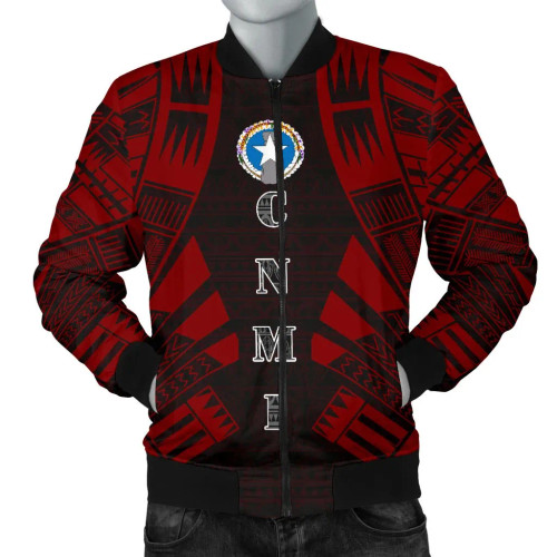 Northern Mariana Islands Bomber Jackets - Polynesian Tattoo Red 1