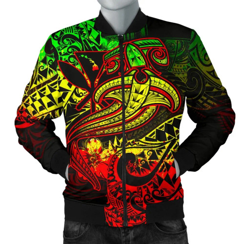 Hawaii Polynesian Bomber Jacket - Kanaka Maoli Reggae Shark Polynesian Tattoo 1
