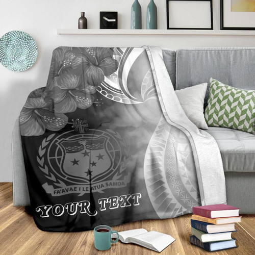 Samoa Custom Personalised Premium Blanket - Samoa Seal Wave Style (Black) 1
