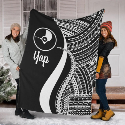 Yap Premium Blanket - White Polynesian Tentacle Tribal Pattern 1