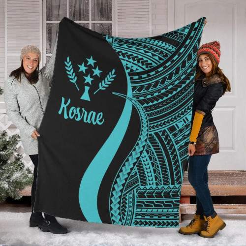 Kosrae Premium Blanket - Turquoise Polynesian Tentacle Tribal Pattern 1