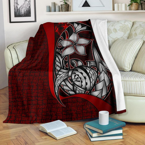 Kosrae Micronesia Premium Blanket Red - Turtle With Hook 1