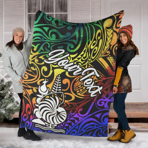 New Caledonia Custom Personalised Premium Blanket - Rainbow Polynesian Pattern 1