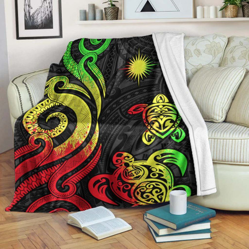 Marshall Islands Premium Blanket - Reggae Tentacle Turtle Crest 1