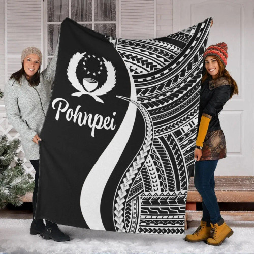 Pohnpei Premium Blanket - White Polynesian Tentacle Tribal Pattern 1