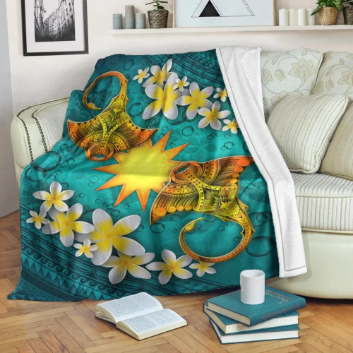Nauru Polynesian Blanket - Manta Ray Ocean 1