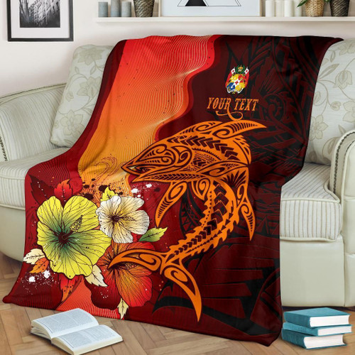 Tonga Custom Personalised Premium Blankets - Tribal Tuna Fish 1