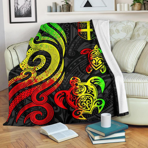 Fiji Polynesian Premium Blanket - Reggae Tentacle Turtle 1