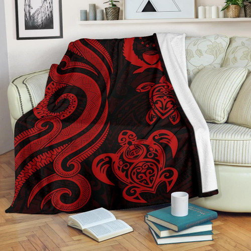 Pohnpei Micronesian Premium Blanket - Red Tentacle Turtle 1