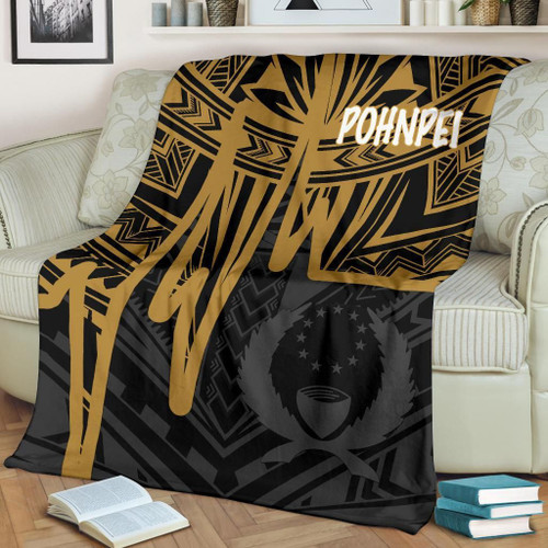 Pohnpei Premium Blanket - Pohnpei Seal In Heartbeat Patterns Style (Gold) 1