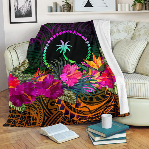 Chuuk Premium Blanket - Summer Hibiscus 1