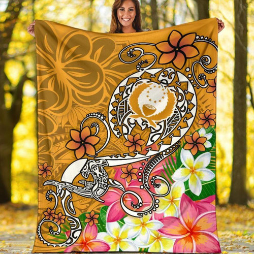 Pohnpei Premium Blanket - Turtle Plumeria (Gold) 1