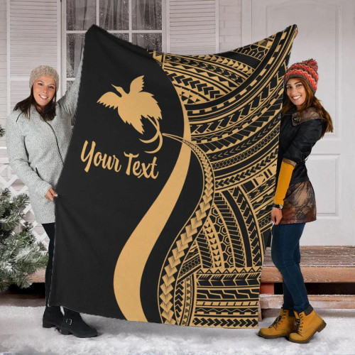 Papua New Guinea Custom Personalised Premium Blanket - Gold Polynesian Tentacle Tribal Pattern 1