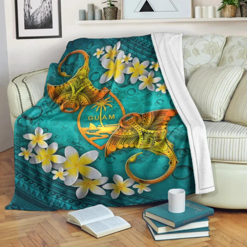 Guam Polynesian Blanket - Manta Ray Ocean 1