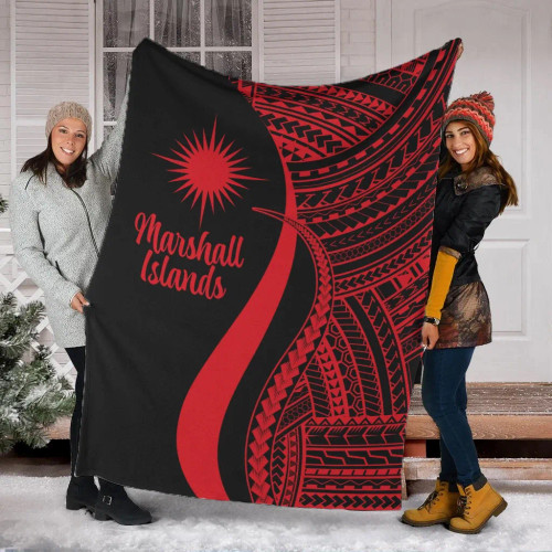 Marshall Islands Premium Blanket - Red Polynesian Tentacle Tribal Pattern 1