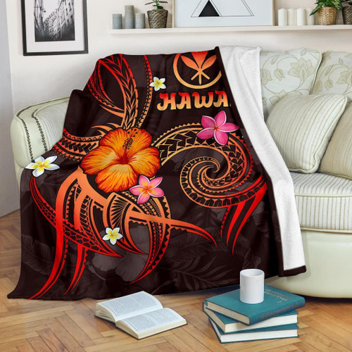 Polynesian Hawaii Premium Blanket - Legend of Kanaka Maoli (Red) 1