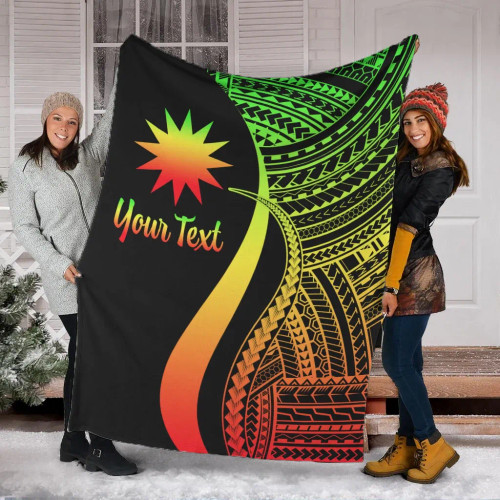 Nauru Custom Personalised Premium Blanket - Reggae Polynesian Tentacle Tribal Pattern 1