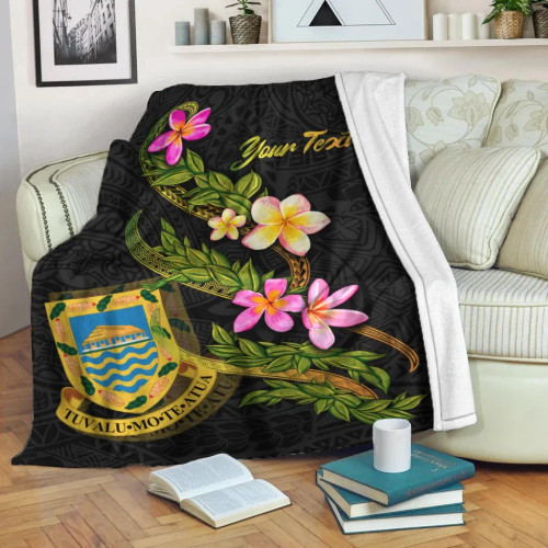 Tuvalu Polynesian Custom Personalised Blanket - Plumeria Tribal 1