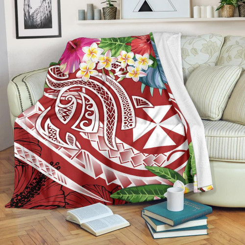 Wallis and Futuna Polynesian Premium Blanket - Summer Plumeria (Red) 1