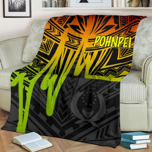 Pohnpei Premium Blanket - Pohnpei Seal In Heartbeat Patterns Style (Reggae) 1