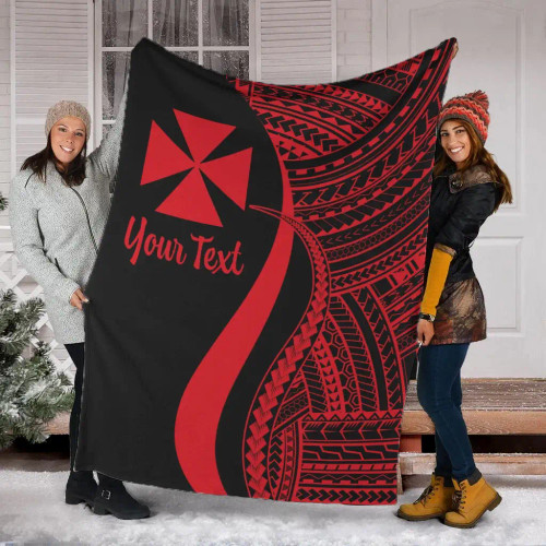 Wallis And Futuna Custom Personalised Premium Blanket - Red Polynesian Tentacle Tribal Pattern 1