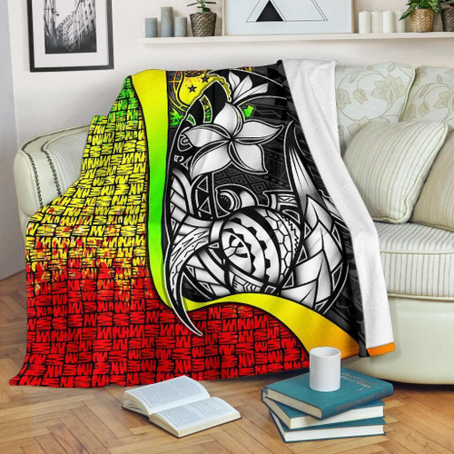 Samoa Polynesian Premium Blanket Reggae - Turtle With Hook 1
