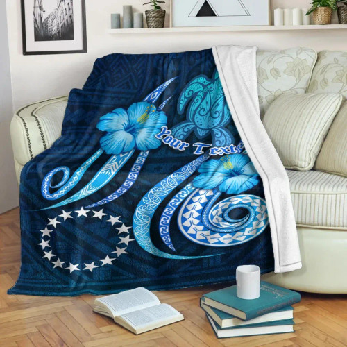 [Custom] Cook Islands Personalised Premium Blanket - Turtle and Tribal Tattoo Of Polynesian 1