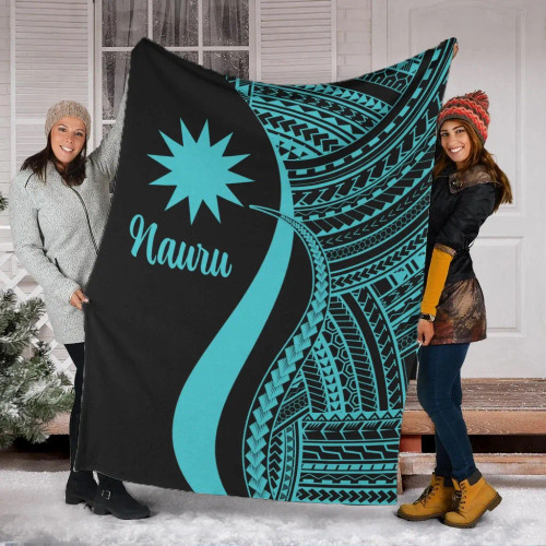 Nauru Premium Blanket - Turquoise Polynesian Tentacle Tribal Pattern 1
