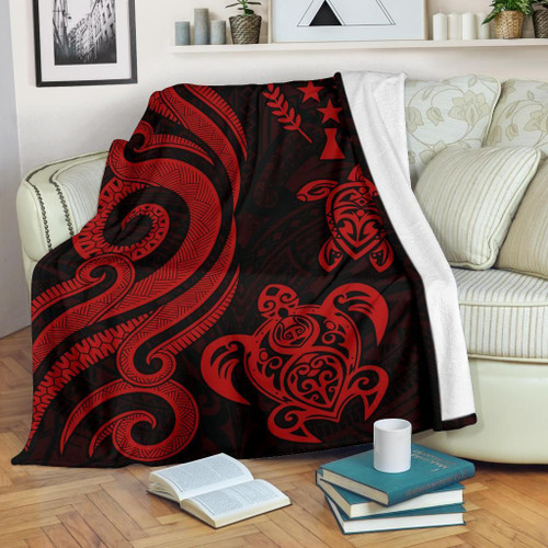Kosrae Micronesian Premium Blanket - Red Tentacle Turtle 1