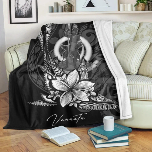 Vanuatu Premium Blanket - Fish With Plumeria Flowers Style 1
