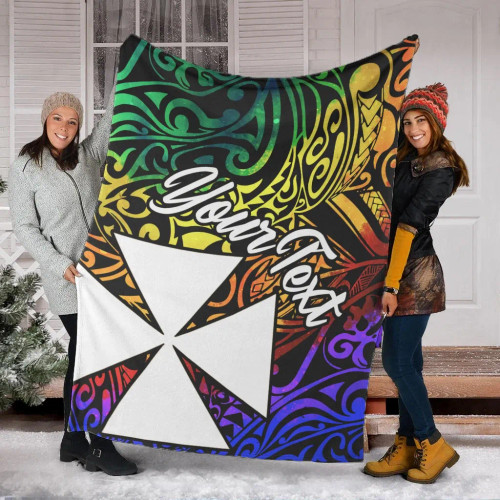 Wallis and Futuna Custom Personalised Premium Blanket - Rainbow Polynesian Pattern 1