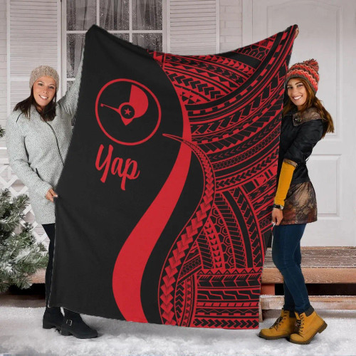 Yap Premium Blanket - Red Polynesian Tentacle Tribal Pattern 1