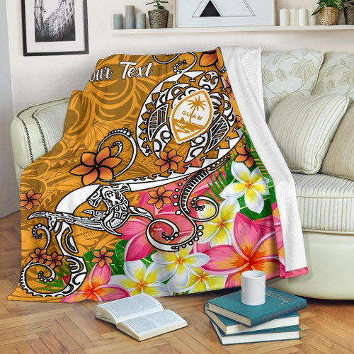 Guam Custom Personalised  Premium Blanket- Turtle Plumeria (Gold) 1