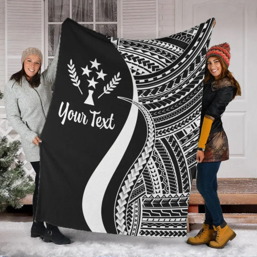 Kosrae Custom Personalised Premium Blanket - White Polynesian Tentacle Tribal Pattern 1
