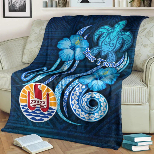 Tahiti Personalised Premium Blanket - Turtle and Tribal Tattoo Of Polynesian 1