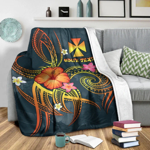 Wallis and Futuna Polynesian Personalised Premium Blanket - Legend of Wallis and Futuna (Blue) 1