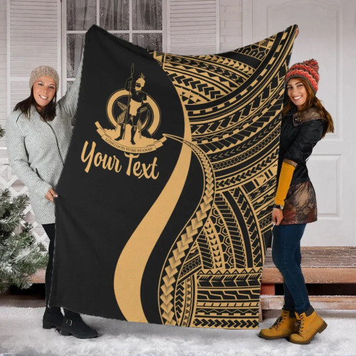 Vanuatu Custom Personalised Premium Blanket - Gold Polynesian Tentacle Tribal Pattern 1