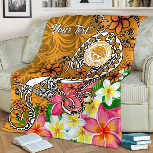FSM Custom Personalised Premium Blanket - Turtle Plumeria (Gold) 1