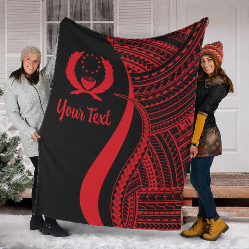 Pohnpei Custom Personalised Premium Blanket - Red Polynesian Tentacle Tribal Pattern 1