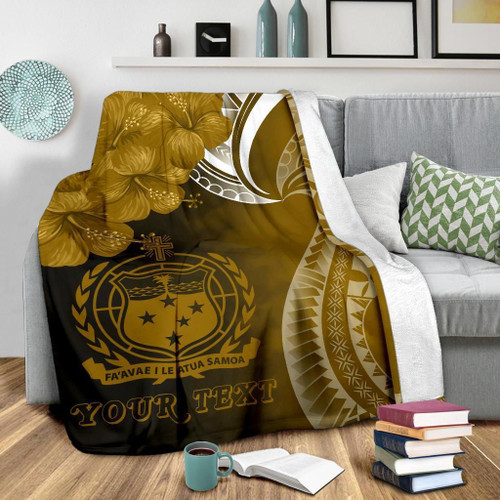 Samoa Custom Personalised Premium Blanket - Samoa Seal Wave Style (Gold) 1