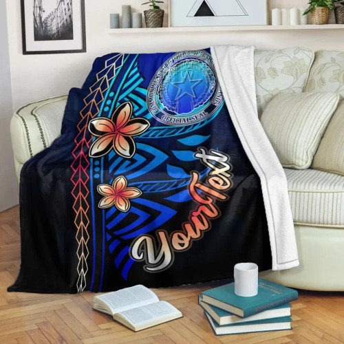 Northern Mariana Islands Custom Personalised Premium Blanket - Vintage Tribal Mountain 1