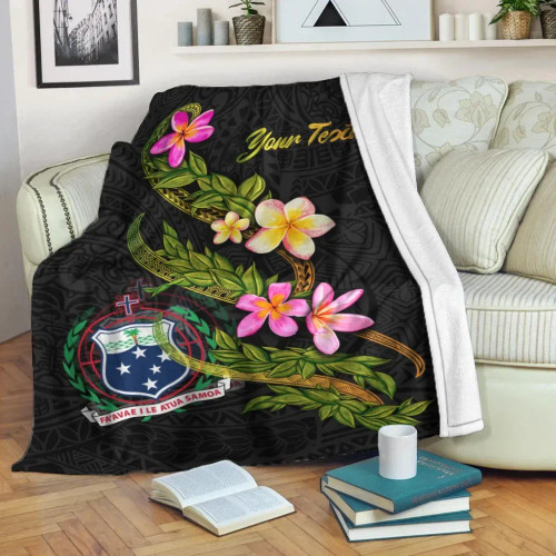 Samoa Polynesian Custom Personalised Blanket - Plumeria Tribal 1