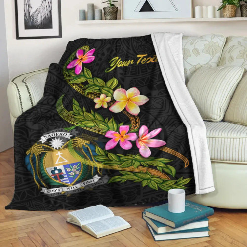 Nauru Polynesian Custom Personalised Blanket - Plumeria Tribal 1