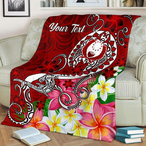 Pohnpei Custom Personalised Premium Blanket - Turtle Plumeria (Red) 1