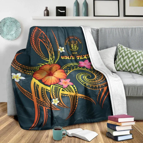 Niue Polynesian Personalised Premium Blanket - Legend of Niue (Blue) 1