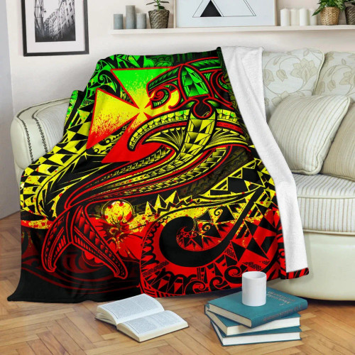 Polynesian Wallis and Futuna Premium Blanket - Reggae Shark Polynesian Tattoo 1