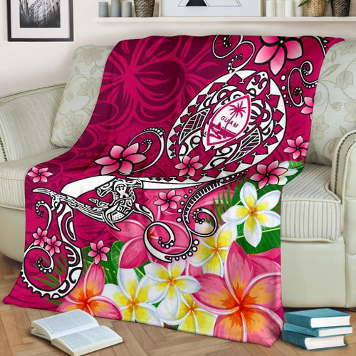Guam Premium Blanket - Turtle Plumeria (Pink) 1
