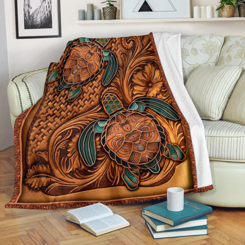 Polynesian Premium Blanket - Turtle Vintage Style 1